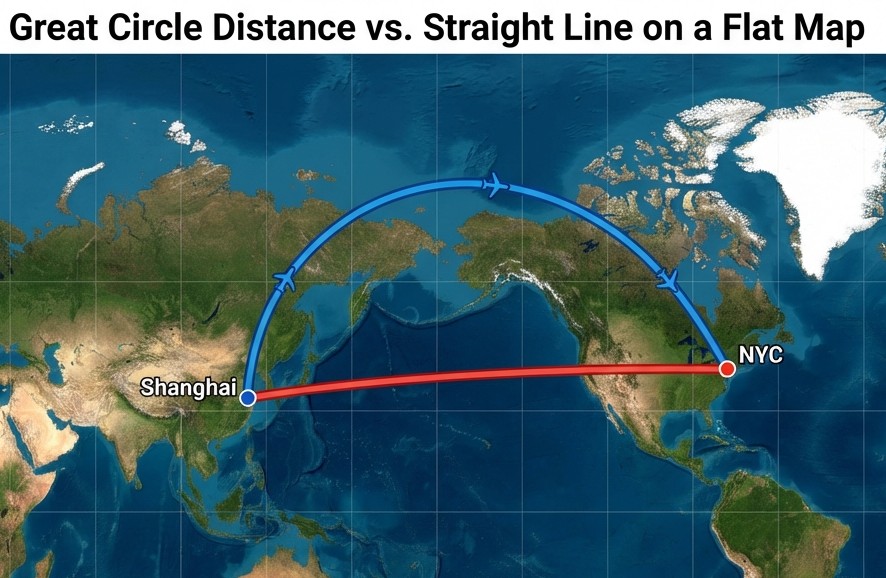 What is Great Circle Distance? Why Maps Lie to You